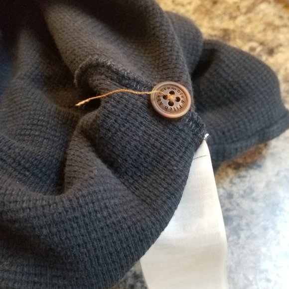Abercrombie & Fitch Navy Blue Waffle Weave Henley Long Sleeve Shirt XL - Picture 7 of 8